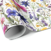 Cadeau Papier d'emballage Fleurs sauvages, Emballage flor (Coin rond)