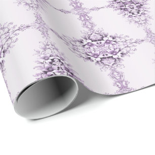 Cadeau Papier d'emballage Fleurs Violettes Élégantes