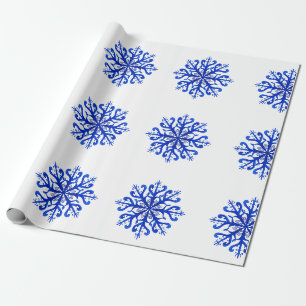 Cadeau Papier d'emballage Flocons de neige bleus