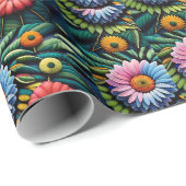 Cadeau Papier d'emballage floral (Coin rond)