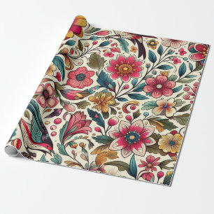 Cadeau papier d'emballage floral