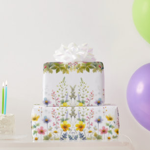 Cadeau Papier d'emballage floral à fleurs sauvages aquare