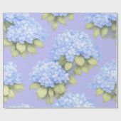 Cadeau Papier d'emballage floral à l'hortensia bleu (Plat)