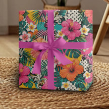 Papier d'emballage floral à motif d'Hibiscus tropi