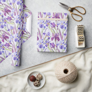 Cadeau Papier d'emballage floral aquarelle lavande
