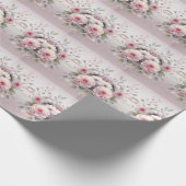 Cadeau Papier d'emballage floral blanc rose moderne (Coin)