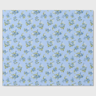 Cadeau Papier d'emballage floral bleu clair Chintz vintag