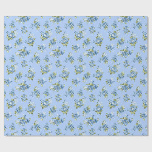 Cadeau Papier d'emballage floral bleu doux grandmillennia