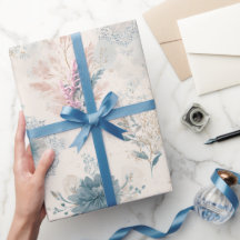 Papier d'emballage floral bleu vintage