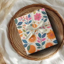 Papier d'emballage floral botanique d'agrumes