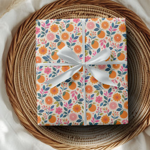 Cadeau Papier d'emballage floral botanique d'agrumes