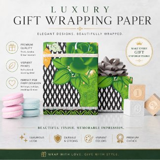Cadeau Papier d'emballage floral botanique de Noël