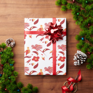 Cadeau Papier d'emballage floral Colibri d'Automne