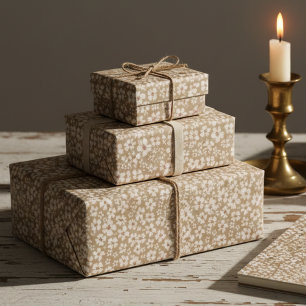 Cadeau Papier d'emballage floral crème botanique vintage