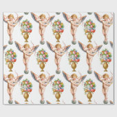 Cadeau Papier d'emballage floral de cupidon (Plat)
