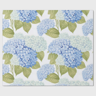 Cadeau Papier d'emballage floral de jardin d'hortensia bl