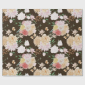 Cadeau Papier d'emballage floral doré (Plat)