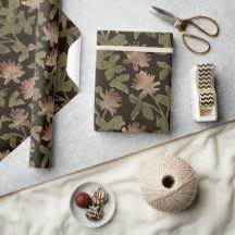 Papier d'emballage floral foncé élégant vintage