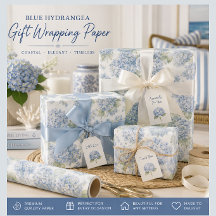 Papier d'emballage floral Hydrangea Bleu