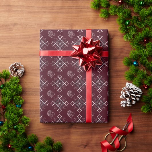 Cadeau Papier d'emballage floral marron complexe (Cadeau de vacances)