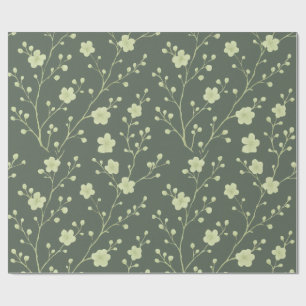 Cadeau Papier d'emballage floral minimaliste vert sauge