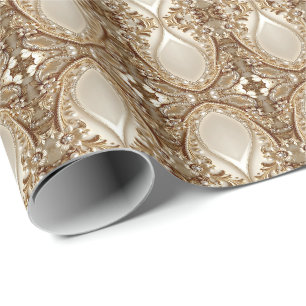 Cadeau Papier d'emballage floral orné élégant or