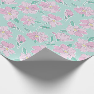 Cadeau Papier d'emballage floral pastel doux