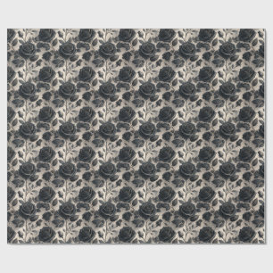 Cadeau Papier d'emballage floral Rose noire