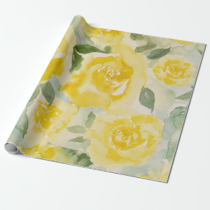 Cadeau Papier d'emballage floral Roses Jaunes