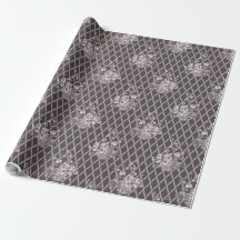 Papier d'emballage floral Toile vintage en gris ch