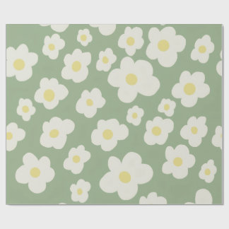 Cadeau Papier d'emballage floral vert et blanc