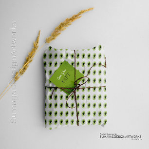 Cadeau Papier d'emballage floral vert minimal blanc