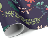 Cadeau Papier d'emballage - Flore classique sur bleu (Coin rond)