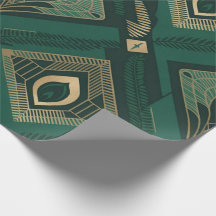 Papier d'emballage géométrique Art Déco émeraude