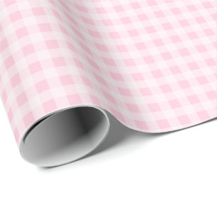 Cadeau Papier d'emballage Gingham Rose Tendre