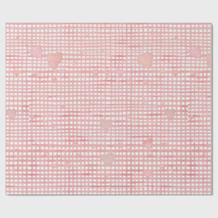 Cadeau Papier d'emballage Gingham Saint-Valentin Pastel