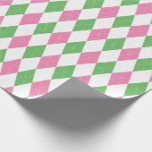 Cadeau Papier d'emballage Golf Chic Rose Vert Argyle (Coin)