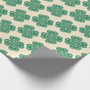 Cadeau Papier d'emballage Green Lucky Clover Celtic Knot
