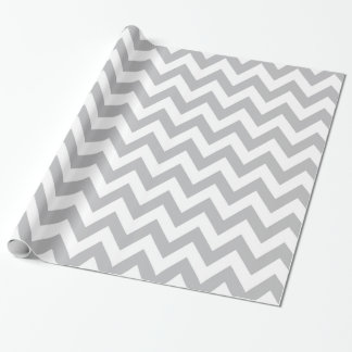 Cadeau Papier d'emballage gris-clair et blanc de Chevron