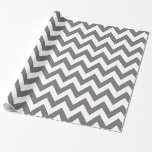 Cadeau Papier d'emballage gris-foncé et blanc de Chevron