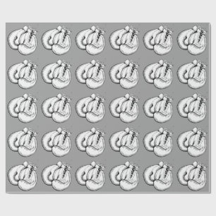 Cadeau Papier d'emballage (GRIS) VINTAGE de GANTS de BOXE