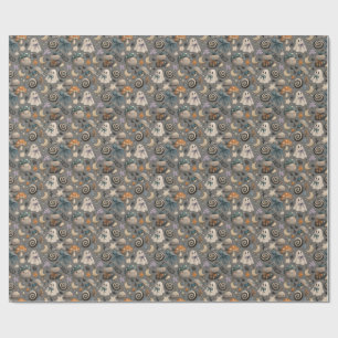 Cadeau Papier d'emballage Halloween Champignon Fantôme Mi