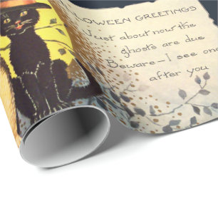 Cadeau Papier d'emballage Halloween Chat et Hibou