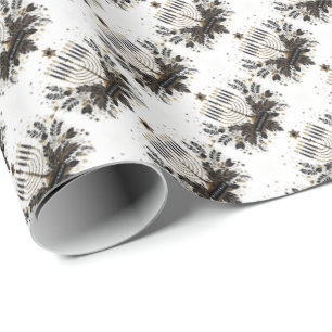 Cadeau Papier d'emballage Hanoukka avec Menorah