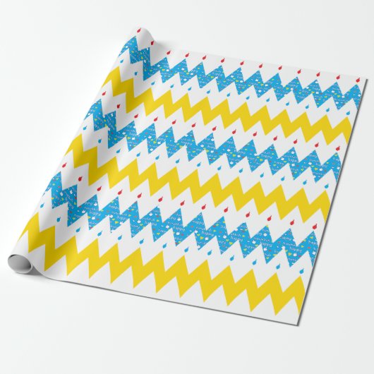 Cadeau Papier d'emballage Hanoukka "Chevron Menorah 2" (Déroulé)