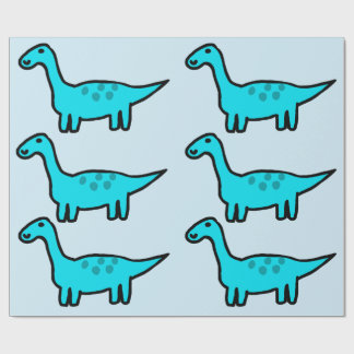 Cadeau Papier d'emballage Herbert le dinosaure bleu