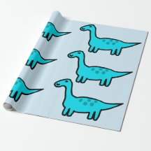 Papier d'emballage Herbert le dinosaure bleu