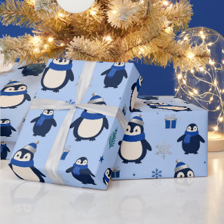 Cadeau Papier d'emballage hivernal de pingouin joueur