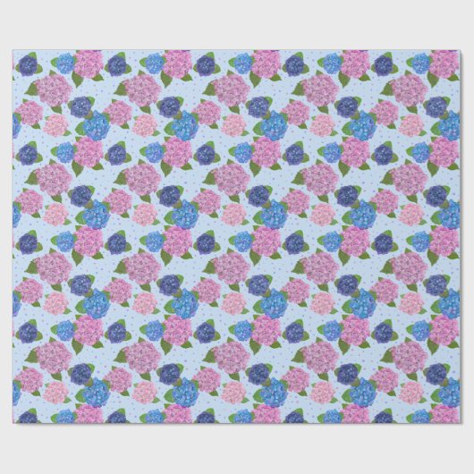 Cadeau Papier d'emballage Hydrangeas aquarelle (Plat)