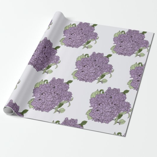 Cadeau Papier d'emballage hydrangée violet (Déroulé)
